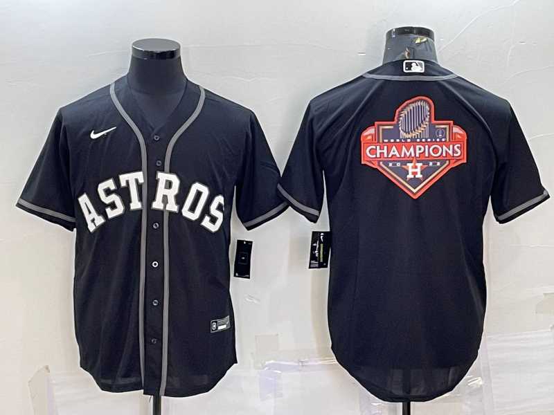 Men%27s Houston Astros Black Champions Big Logo Stitched MLB Cool Base Nike Jersey